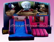 Casper 3 in 1 Pink Combo Bouncer Moonwalk Bounce House Rental.
