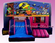 Halloween 3 in 1 Pink Combo Bouncer Moonwalk Bounce House Rental.