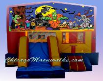 Halloween 3 in 1 Slide Combo Bouncer Moonwalk Bounce House Rental. Jumpy Castle Rental, Inflatable Rental, Chicago, Illinois