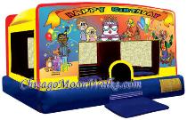 Happy Birthday Indoor Jumpy Moonbounce, Inflatable Castle Bounce House Jumper Rental Chicago.  Great for Daycare parties, Kindergarten Events, and other Indoor Celebrations.  Don�t let the weather get in the way of having a Moon Jump for your Party. Indoor Moonwalk rental Chicago.