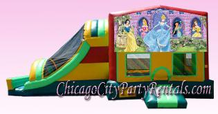 Disney Princess Inflatable Combo Party Rental in Chicago Illinois & Suburbs. Moonwalk, Moon Walk, Inflatable Jumpy Castle. Jump, Bounce, Slide & Hoop. Jumping Jack, Moonjump, Moon Jump. Make your event memorable by having the Best Entertainment for your Little Princess.
