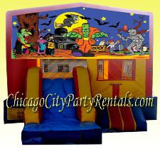 Party Halloween Bounce House Rental Chicago, IL.  Party Rental Moonwalks for Halloween, are a Must for Childrens Entertainment.  Chicago Moonwalks offers a Variety of Inflatable Moon Jumps.