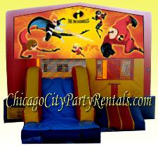 The Incredibles Character Disneys Party Rental Chicago, Everyone's Favorite Heroic Family Moonwalk will be the Hit at your Parties. Children Love Bouncing & Sliding, Inflatable Jumpers are a Safe & Fun way to Keep Kids Busy & Entertained. Appropriate for Boys & Girls, This Licensed Disney Bounce House is a Popular Theme.