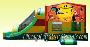 The Incredibles Disney Moonwalk for a Children�s Party in Illinois, Children enjoy a party more with a Jumpy castle.  Just what you need for a birthday party or kids event. Choose a cartoon character panel, included in your rental. Tons of Fun for Everyone.