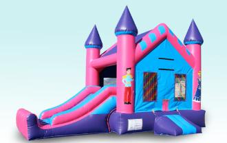 3 in 1 Princess Combo Chicago Moonwalk rental, Jump and slide.  Hours of inflatable fun.  Serving Chicago IL and suburbs.  Call to reserve Now.