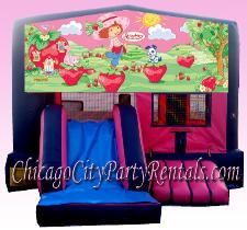 Strawberry Shortcake Combo Bouncer Rental. Combo Moon Jump Chicago Illinois Party Rental.  If you want Something Sweet and Adorable, this is the Combo Moonwalk You Need.  Add a Special Touch, and Entertainment with this Bounce House.  Pretty and Pink, and Yet so Sweet.