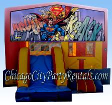 Superman Combo 3 in 1 Bounce House rental, In Chicago Illinois, Party Rental Event rental Chicago Moonwalks