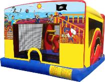 4 in 1 Treasure Island Pirates Themed Moonwalk Indoor Combo Bounce House, Chicago Moonwalks Party Rentals Bounce Houses.  Bouncy Castle Rental, Party Rental Chicago. 