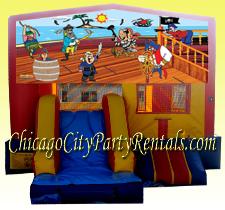 Treasure Island Pirate theme Moonwalk Inflatable Bounce House Rental Chicago Illinois, Treasure Island Theme Party for Children